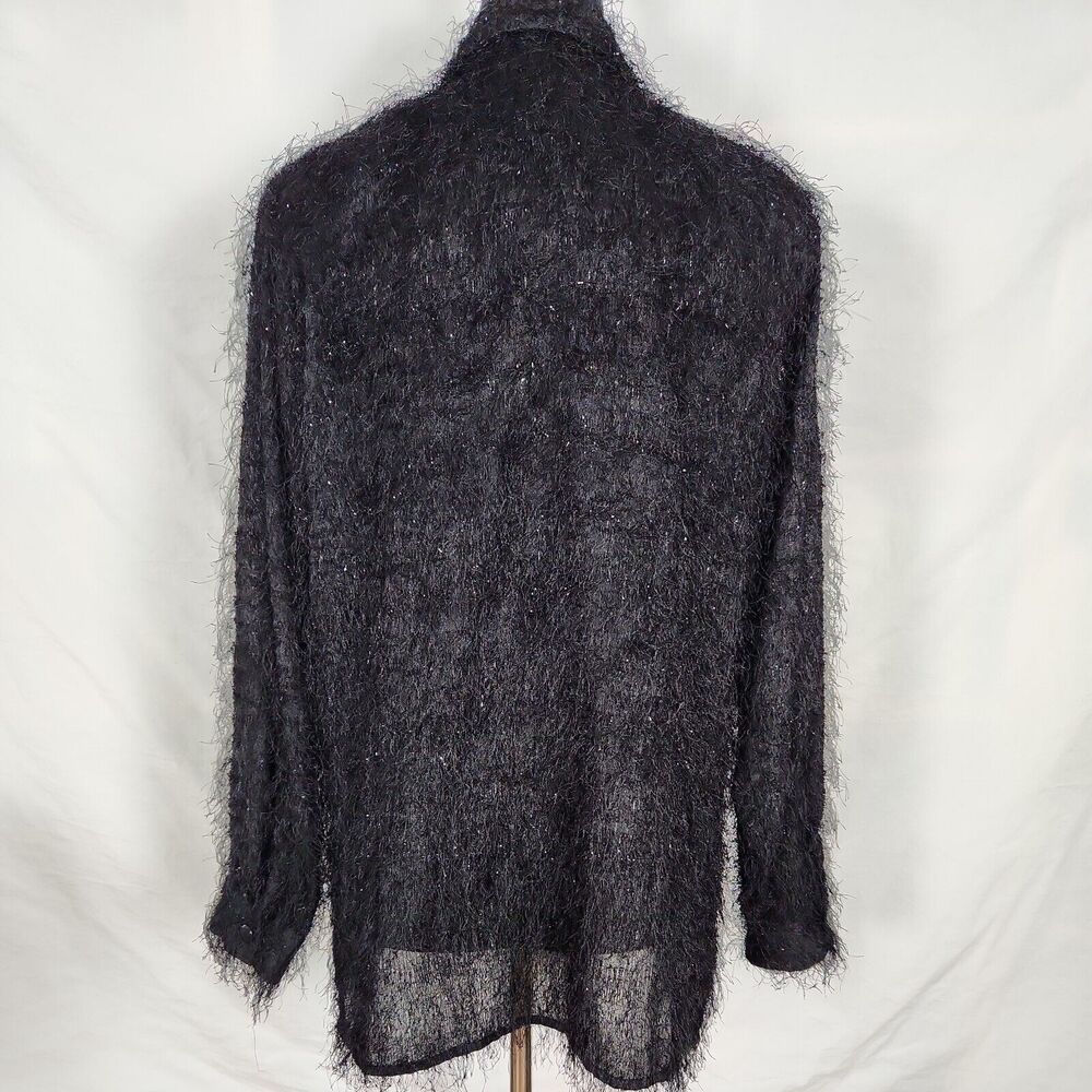 Creative Design Works Womens Button Up Eyelash Shirt Size M Black Long Sleeve - Picture 5 of 11